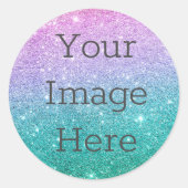 Creëer Uw eigen heldere zeemeermin ombre glitter s Ronde Sticker (Voorkant)