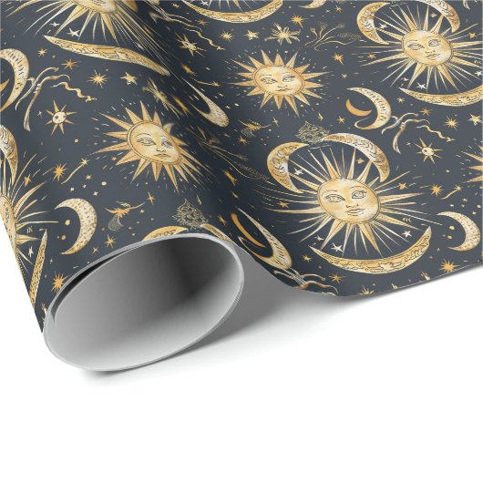 Creëer Uw Eigen  Hemelblauw & Goud Cadeaupapier (Rol Hoek)