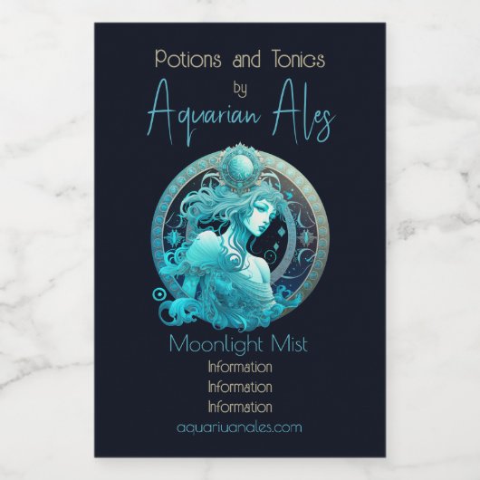 Creëer Uw eigen hemelse aquarius zodiac Wijn Etiket (Enkel label)