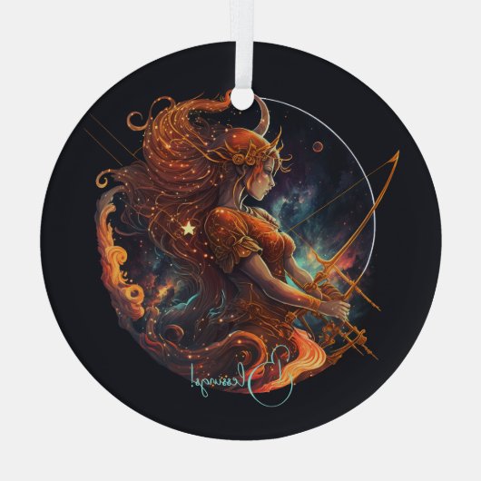 Creëer Uw Eigen Hemelse Boogschutter Zodiac Glas Ornament (Achterkant)