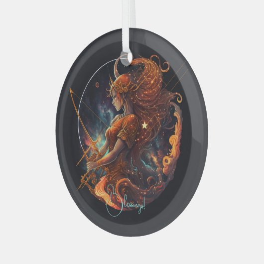 Creëer Uw Eigen Hemelse Boogschutter Zodiac Glas Ornament (Voorkant links)