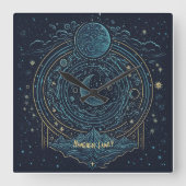 Creëer Uw eigen hemelse manen & bergen Vierkante Klok (Voorkant)