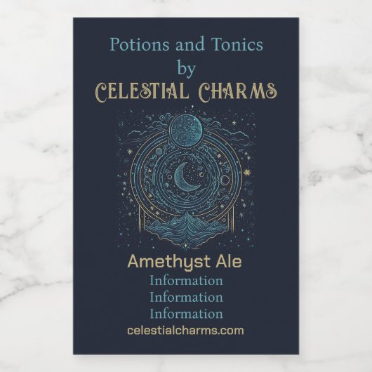 Creëer Uw eigen hemelse manen & bergen Wijn Etiket (Enkel label)