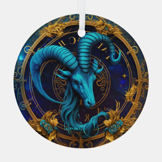 Creëer Uw eigen hemelse Steenbok Zodiac Glas Ornament (Achterkant)
