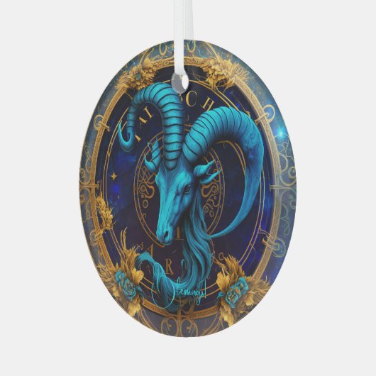 Creëer Uw eigen hemelse Steenbok Zodiac Glas Ornament (Voorkant links)