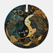 Creëer Uw eigen hemelse Tweelingen Zodiac Glas Ornament (Achterkant)