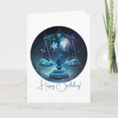 Creëer Uw eigen Hemelse Weegschaal Zodiac Feestdagen Kaart (Voorkant)