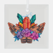 Creëer Uw Eigen Henna Handen Kristallen & Rozen Glas Ornament (Achterkant)