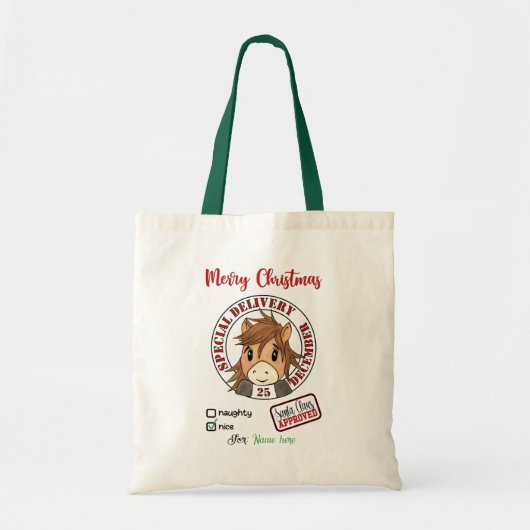 Creëer Uw eigen herbruikbare Kerstmis Santa Sack Tote Bag (Voorkant)