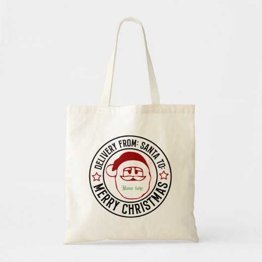 Creëer Uw eigen herbruikbare Kerstmis Santa Sack Tote Bag (Voorkant)