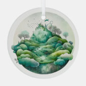 Creëer Uw eigen heuvelgroen landschap Glas Ornament (Achterkant)