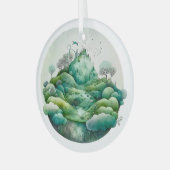Creëer Uw eigen heuvelgroen landschap Glas Ornament (Voorkant links)