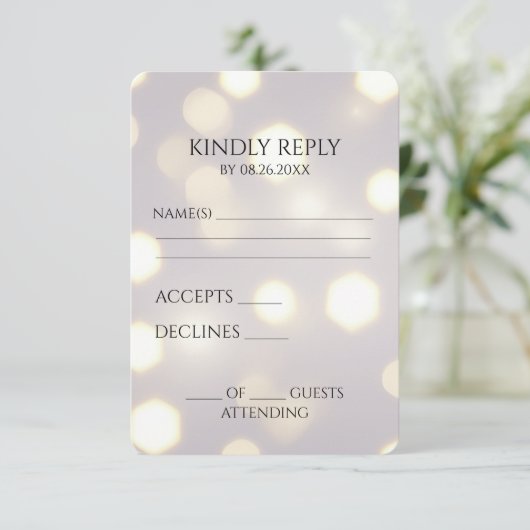 Creëer uw eigen Hexagon Bokeh achtergrond RSVP Kaartje (Staand voorkant)