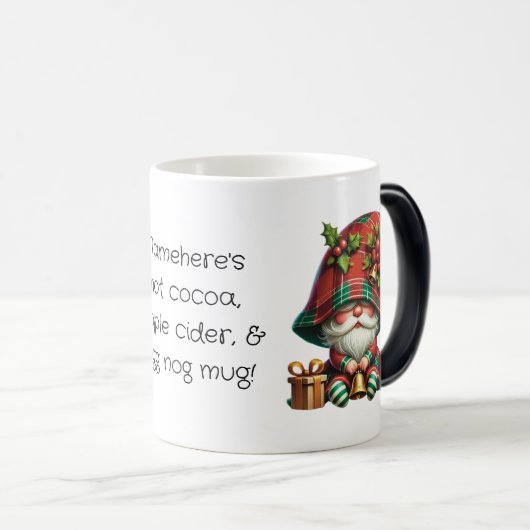 Creëer Uw eigen Holly Christmas Plaid Gnome Bells Magische Mok (Voorkant rechts)