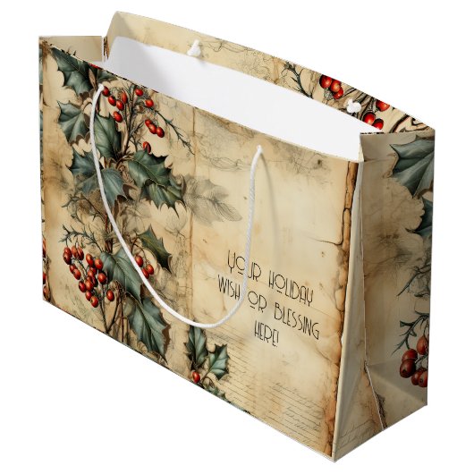 Creëer uw eigen Holly Parchment Groot Cadeauzakje (Achterkant Gekanteld)