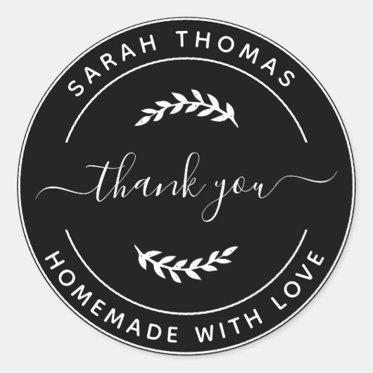 Creëer Uw eigen homemade met liefde Bedankt, les Ronde Sticker (Voorkant)