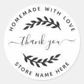 Creëer Uw eigen homemade met liefde Bedankt, les Ronde Sticker (Voorkant)