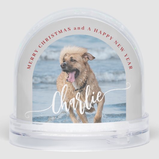 Creëer uw eigen hond 2 foto's Vrolijk kerstfeest Sneeuwbol (Achterkant)