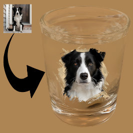 Creëer Uw Eigen Hond Border Collie Gezichtsfoto Shot Glas
