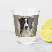 Creëer Uw Eigen Hond Border Collie Gezichtsfoto Shot Glas (Voorkant)