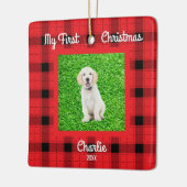Creëer Uw Eigen Hondenfoto's 1e Kerstmis Keramisch Ornament (Links)