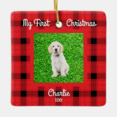 Creëer Uw Eigen Hondenfoto's 1e Kerstmis Keramisch Ornament (Voorkant)