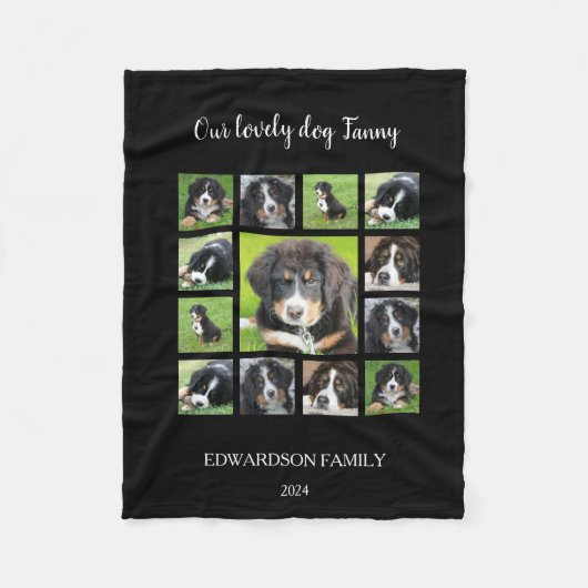 Creëer uw eigen hondje fotocollage monogram naam fleece deken (Voorkant)