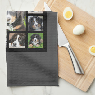 Creëer uw eigen hondje fotocollage monogram naam theedoek
