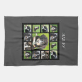 Creëer uw eigen hondje fotocollage monogram naam theedoek (Horizontaal)