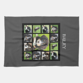 Creëer uw eigen hondje fotocollage monogram naam theedoek