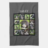 Creëer uw eigen hondje fotocollage monogram naam theedoek (Verticaal)