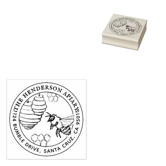Creëer Uw eigen Honey Bee Sketch Retouradres Rubberstempel (Gestempeld)