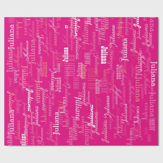 Creëer Uw eigen hot-pink naampatroon Cadeaupapier (Vlak)