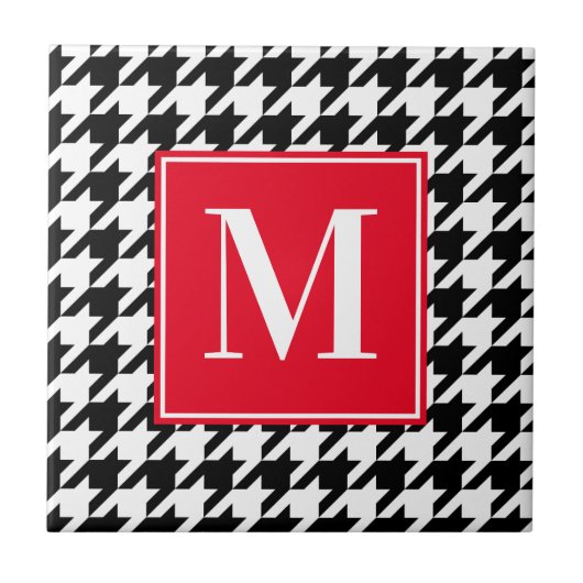 Creëer Uw Eigen Houndstooth Patroon Monogrammed Tegeltje (Voorkant)