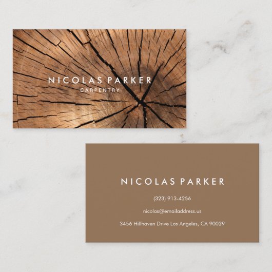 Creëer Uw eigen houten log Visitekaartje (Voorkant / Achterkant)