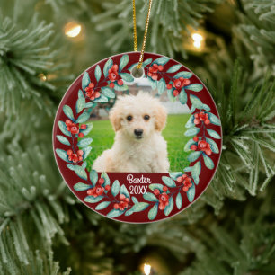Creëer Uw Eigen Huisdier Hond Foto Kerstmis Keramisch Ornament