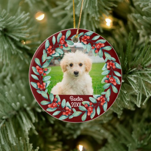 Creëer Uw Eigen Huisdier Hond Foto Kerstmis Keramisch Ornament (Boom)