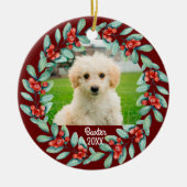Creëer Uw Eigen Huisdier Hond Foto Kerstmis Keramisch Ornament (Voorkant)