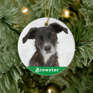 Creëer Uw Eigen Huisdier Hond Foto Kerstmis Orname Keramisch Ornament