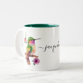 Creëer Uw eigen Hummingbird gepersonaliseerde naam Tweekleurige Koffiemok (Voorkant links)