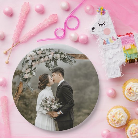 Creëer Uw Eigen Huwelijksfotopaar Papieren Bordje (Feest)