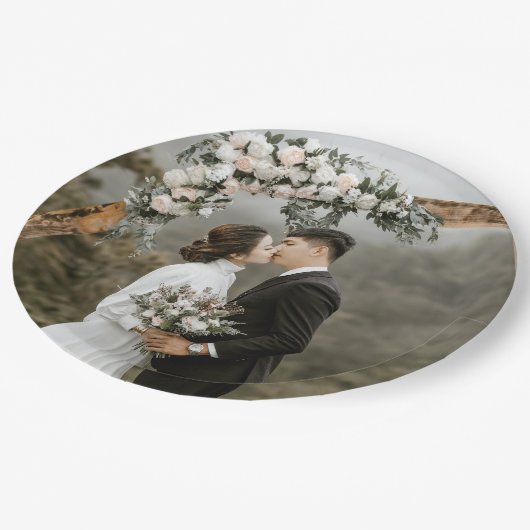 Creëer Uw Eigen Huwelijksfotopaar Papieren Bordje (Gekanteld)