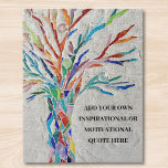 Creëer uw eigen Inspirerend/Motivatie Citaat Legpuzzel<br><div class="desc">Deze decoratieve puzzelpuzzel heeft een mozaïekboom van het leven in regenboogkleuren en ruimte om je eigen inspirerende citaat toe te voegen. Gebruik de optie Verdere wijzigingen aanpassen om de tekstgrootte, stijl of kleur te wijzigen als u dat wenst. Omdat we ons eigen kunstwerk creëer, zal je dit exacte afbeelding niet...</div>
