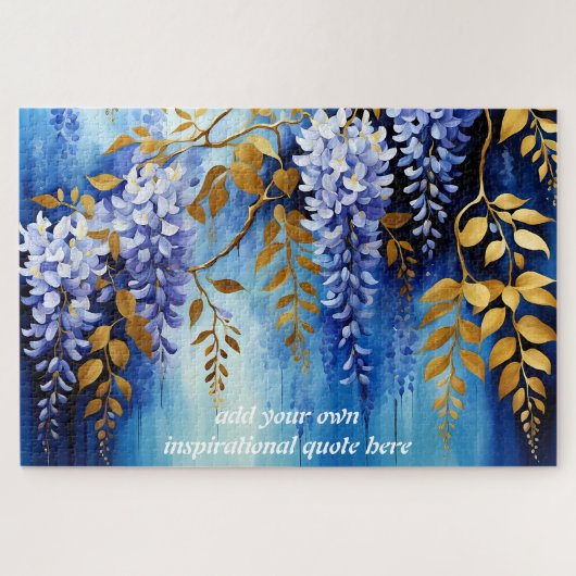 creëer Uw eigen inspirerend quote, Blauw Bloemen Legpuzzel (Horizontaal)