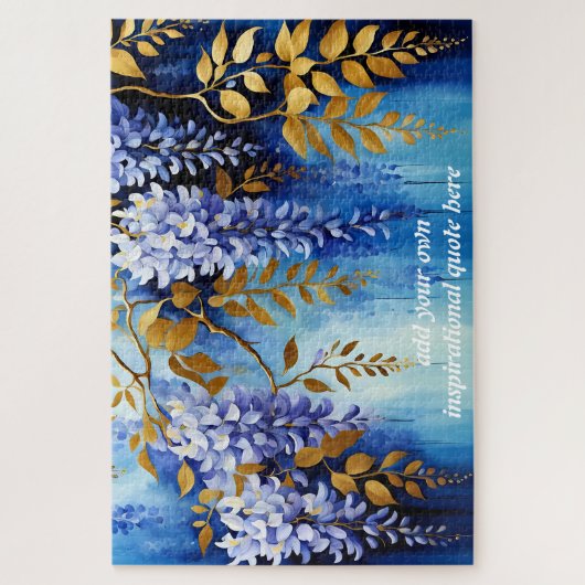 creëer Uw eigen inspirerend quote, Blauw Bloemen Legpuzzel (Verticaal)
