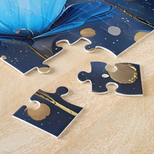 creëer Uw eigen inspirerend quote, Blauw Bloemen Legpuzzel (Zijkant)