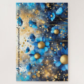 creëer Uw eigen inspirerend quote, Blauw Bloemen Legpuzzel (Verticaal)