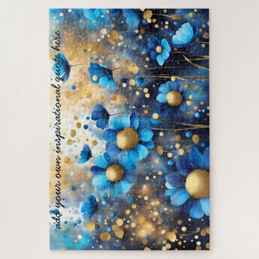 creëer Uw eigen inspirerend quote, Blauw Bloemen Legpuzzel (Verticaal)