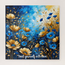 creëer Uw eigen inspirerend quote, Blauw Bloemen
