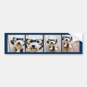 Creëer Uw eigen instagram Collage Navy 4 Afbeeldi Bumpersticker